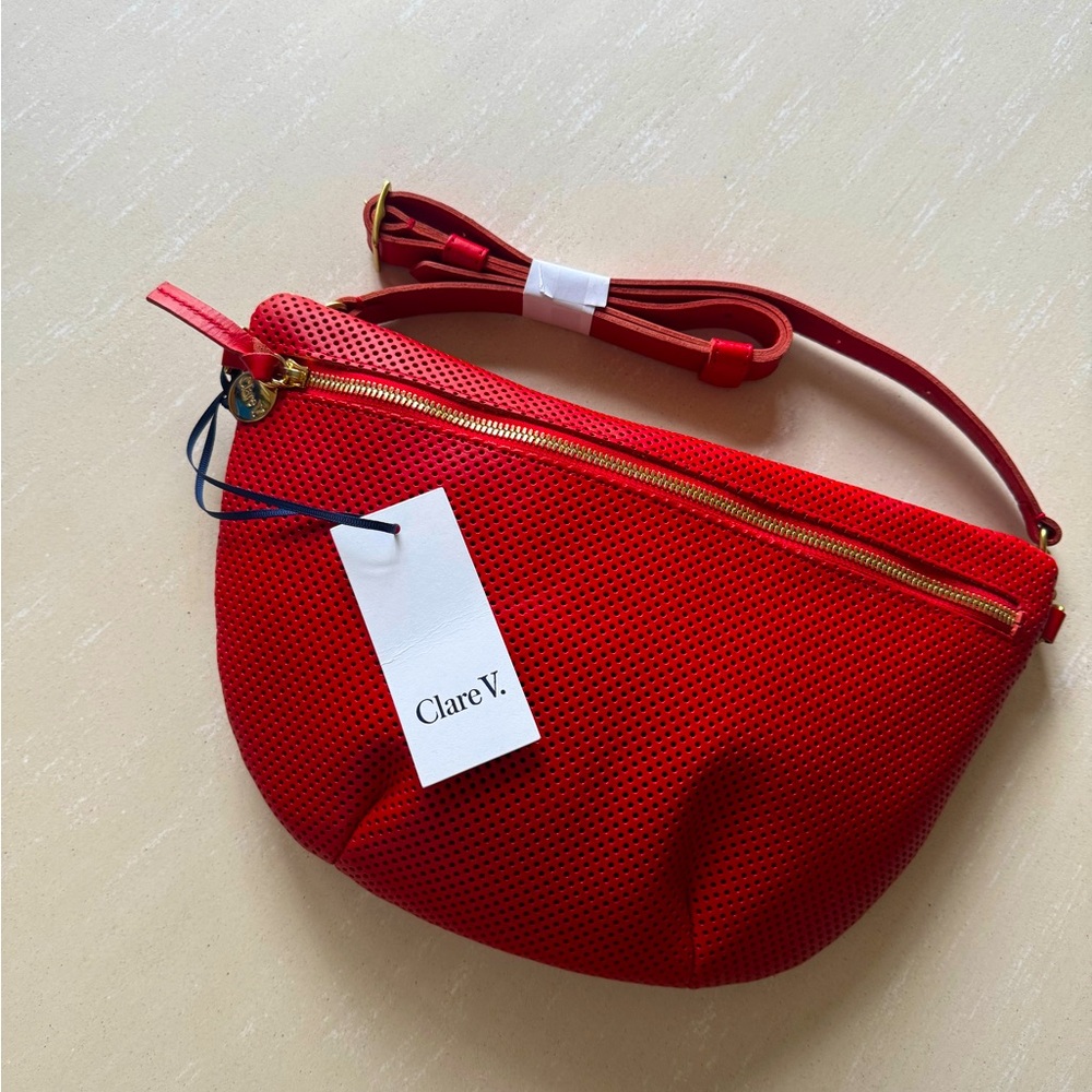 NWT Clare V. Grande Fanny, rare red leather!